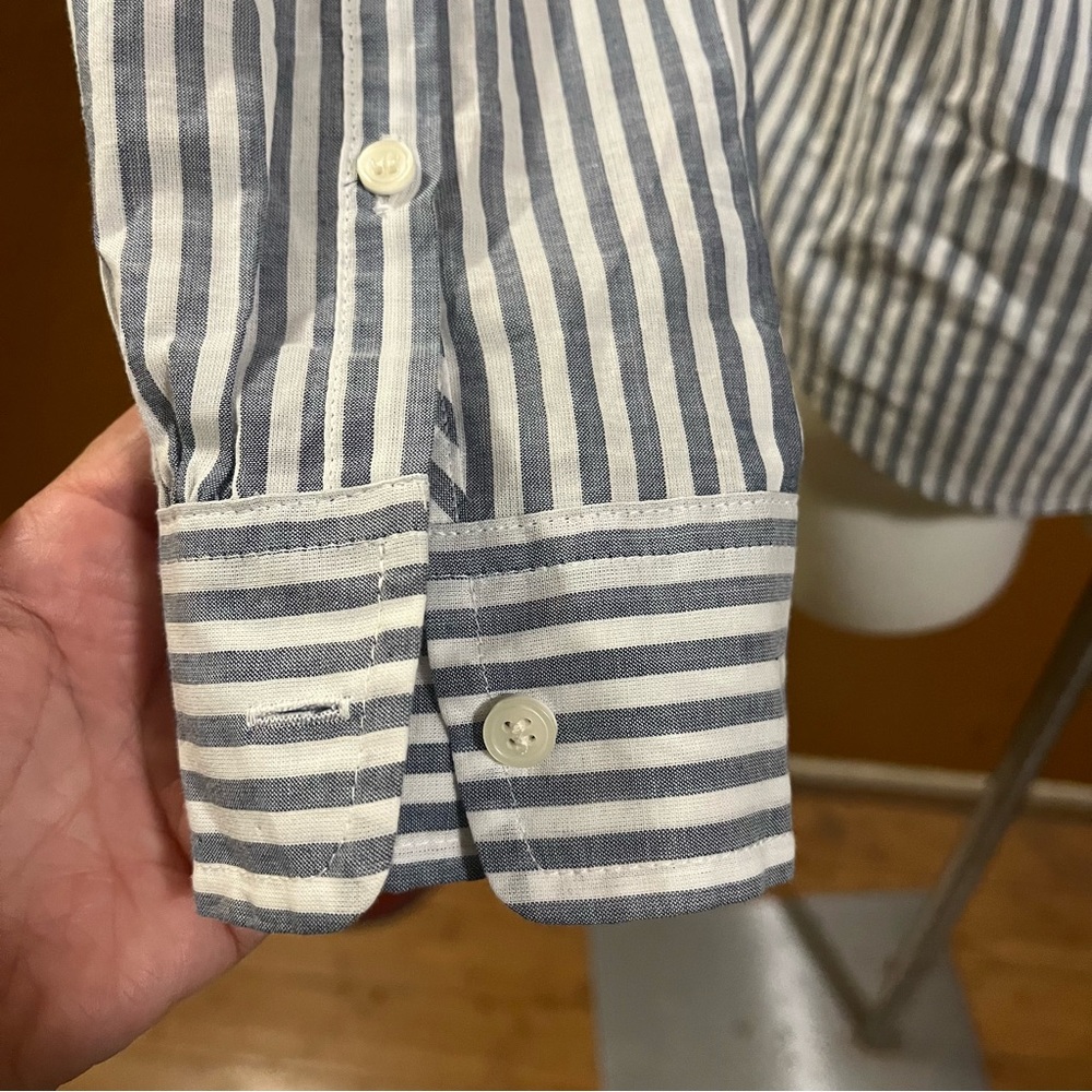 J.Crew Factory Ruffle Front Striped Popover Shirt - Picture 6 of 11
